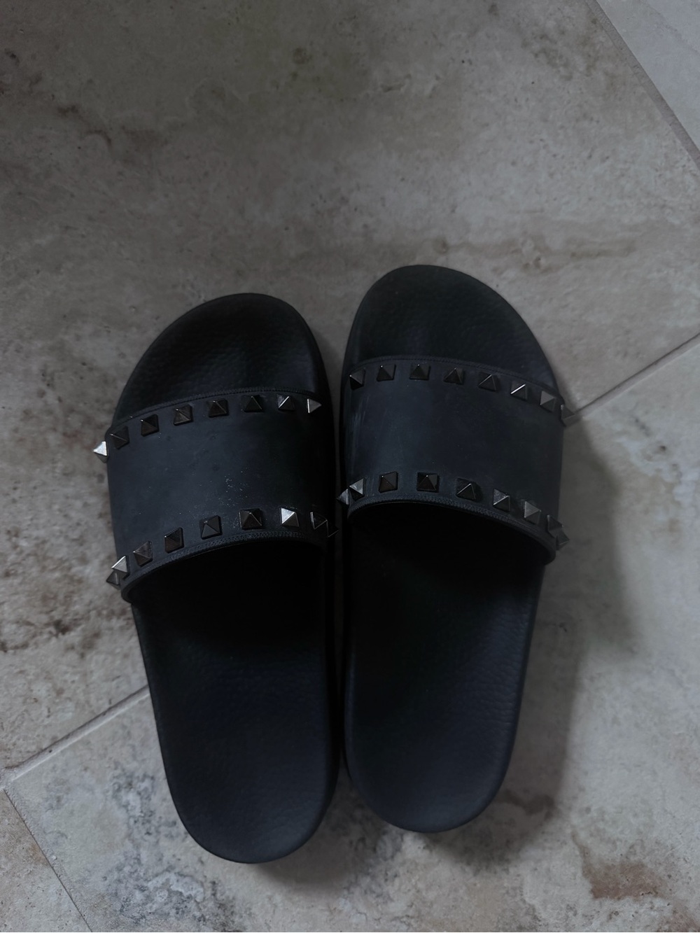 Valentino Black Studded Slide Sandals Slip-On Pool Slides